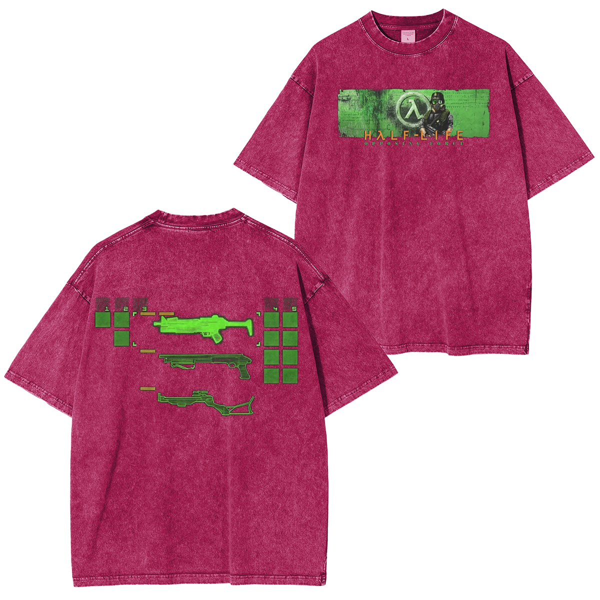 Half-Life Graphic Print Video Game Oversized Unisex Washed T-Shirt