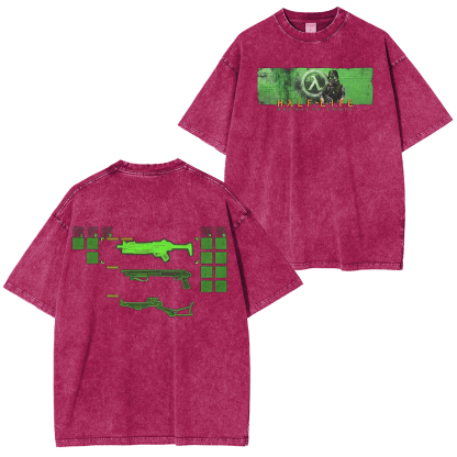 Half-Life Graphic Print Video Game Oversized Unisex Washed T-Shirt