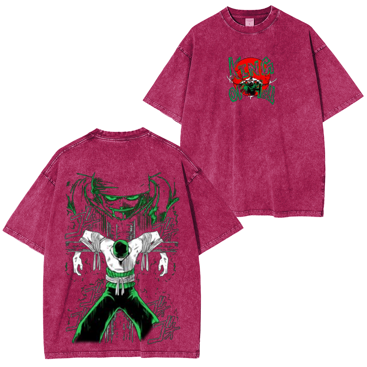 Zoro Roronoa One Piece Luffy Anime Unisex Washed T-Shirt