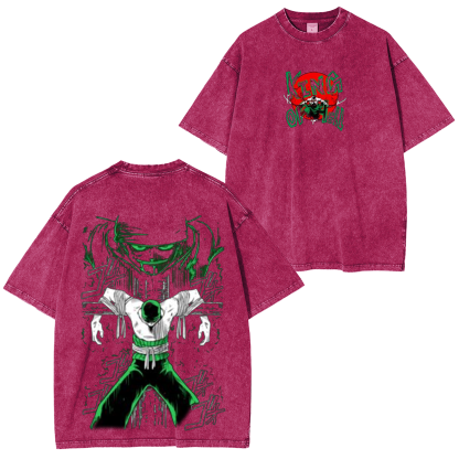 Zoro Roronoa One Piece Luffy Anime Unisex Washed T-Shirt