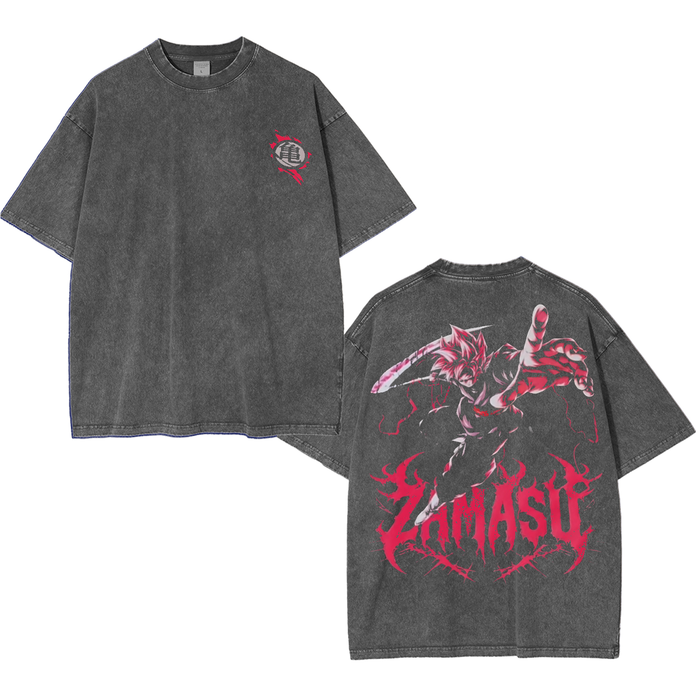 Black Goku x Zamasu Dragon Ball Z Vintage Unisex Washed T-Shirt