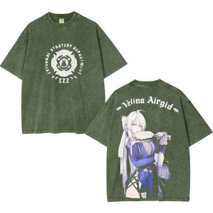 Zenles Zon Zero Velina Airgid Anime Unisex Washed T-Shirt