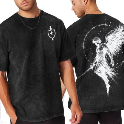 Divine Protection In Every Stitch Unisex Washed T-Shirt