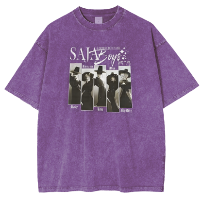 Kpop Demon Hunters Saja Boys Vintage Unisex Washed T-Shirt