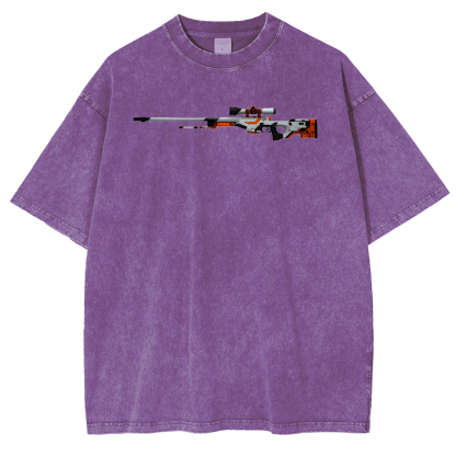 AWP Asiimov Sniper Rifle Vintage Unisex Washed T-Shirt