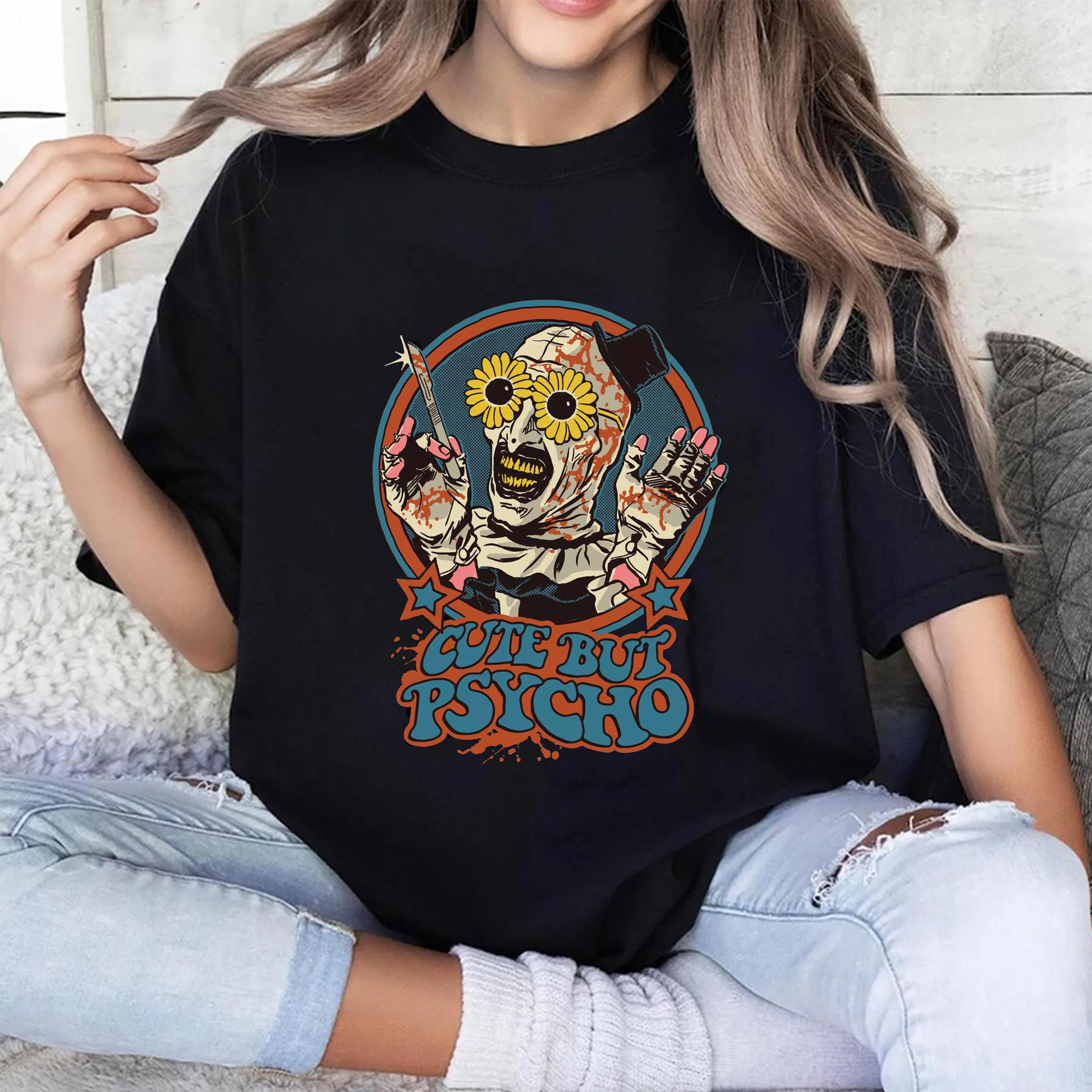 Terrifier Art the Clown Cute but Psycho Unisex Shirt/Crewneck/Hoodie