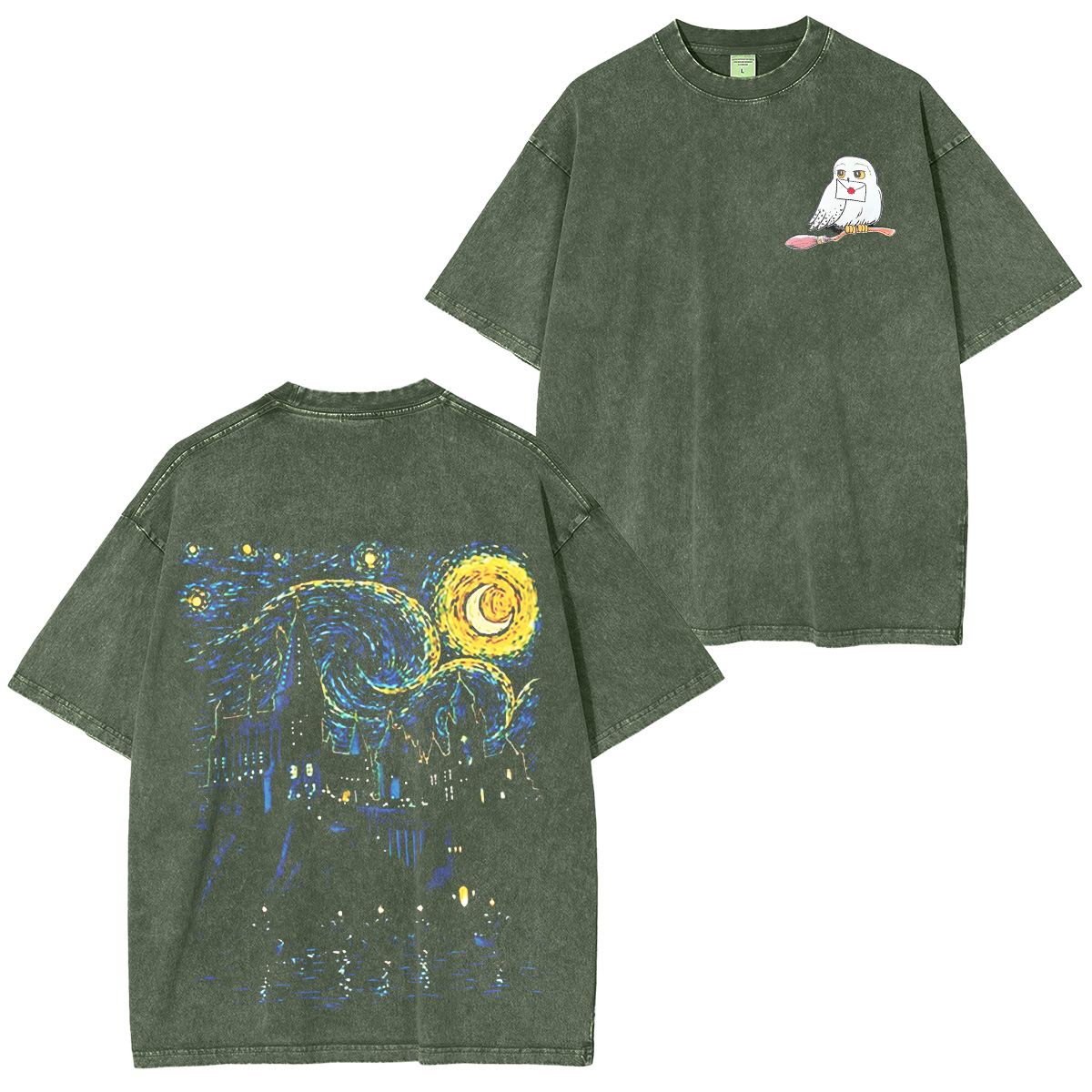 Hogwarts Castle and The Starry Night Vintage Washed T-shirt/Crewneck/Hoodie
