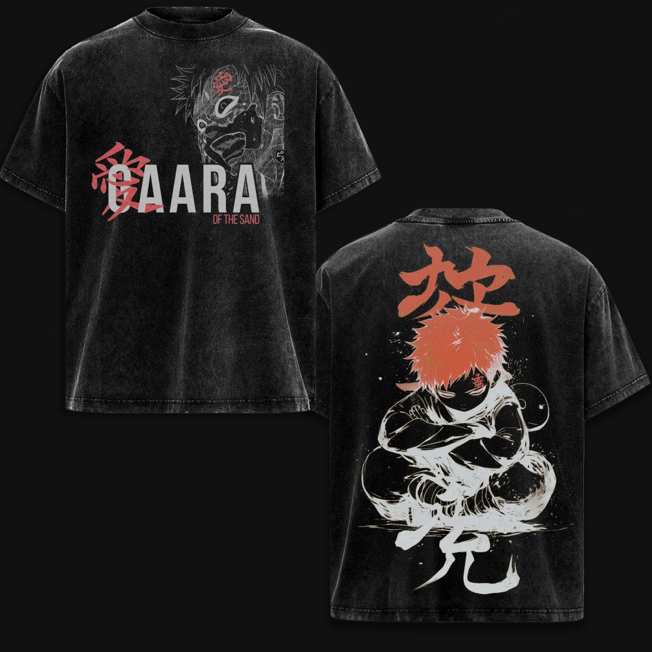 Gaara Naruto Anime Double  Vintage Washed T-shirt/Crewneck/Hoodie