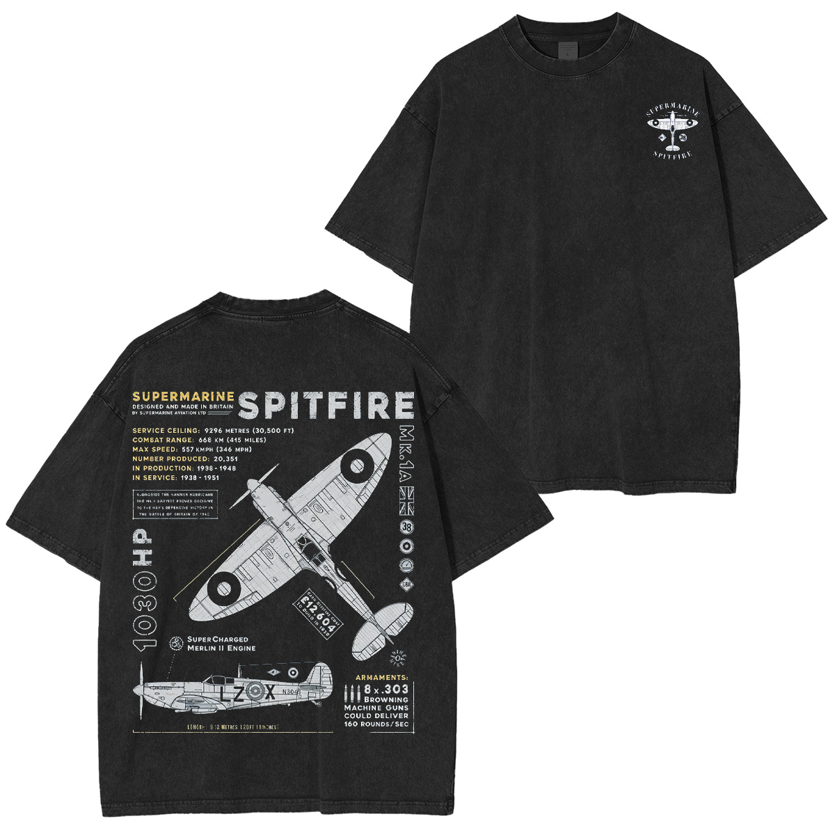 Supermarine Spitfire MK1 Oversized T-shirt/Crewneck/Hoodie