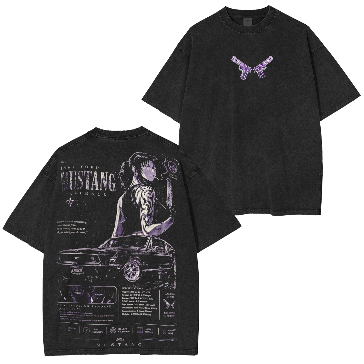 Revy Mustang Black Lagoon Vintage Washed T-shirt/Crewneck/Hoodie