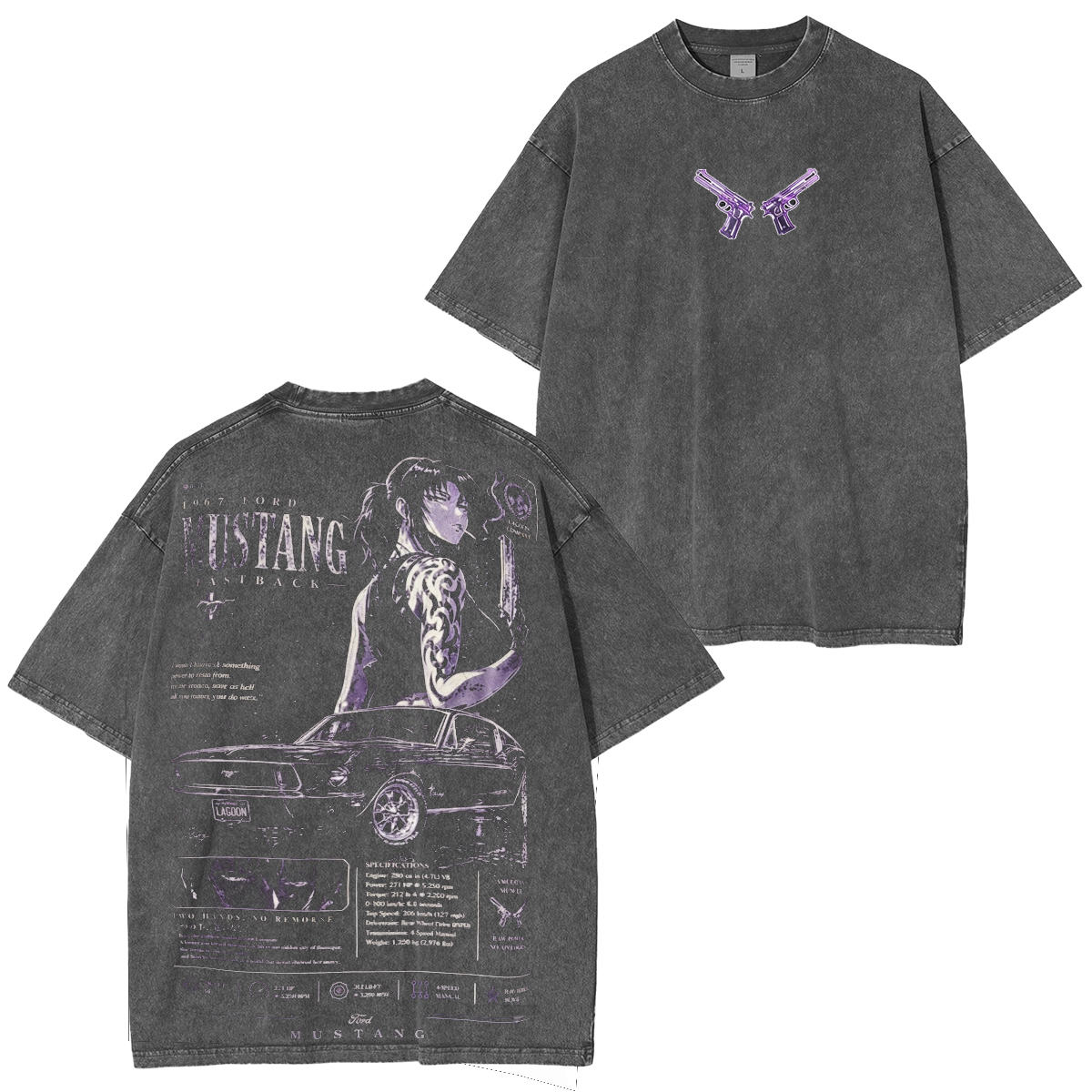 Revy Mustang Black Lagoon Vintage Washed T-shirt/Crewneck/Hoodie