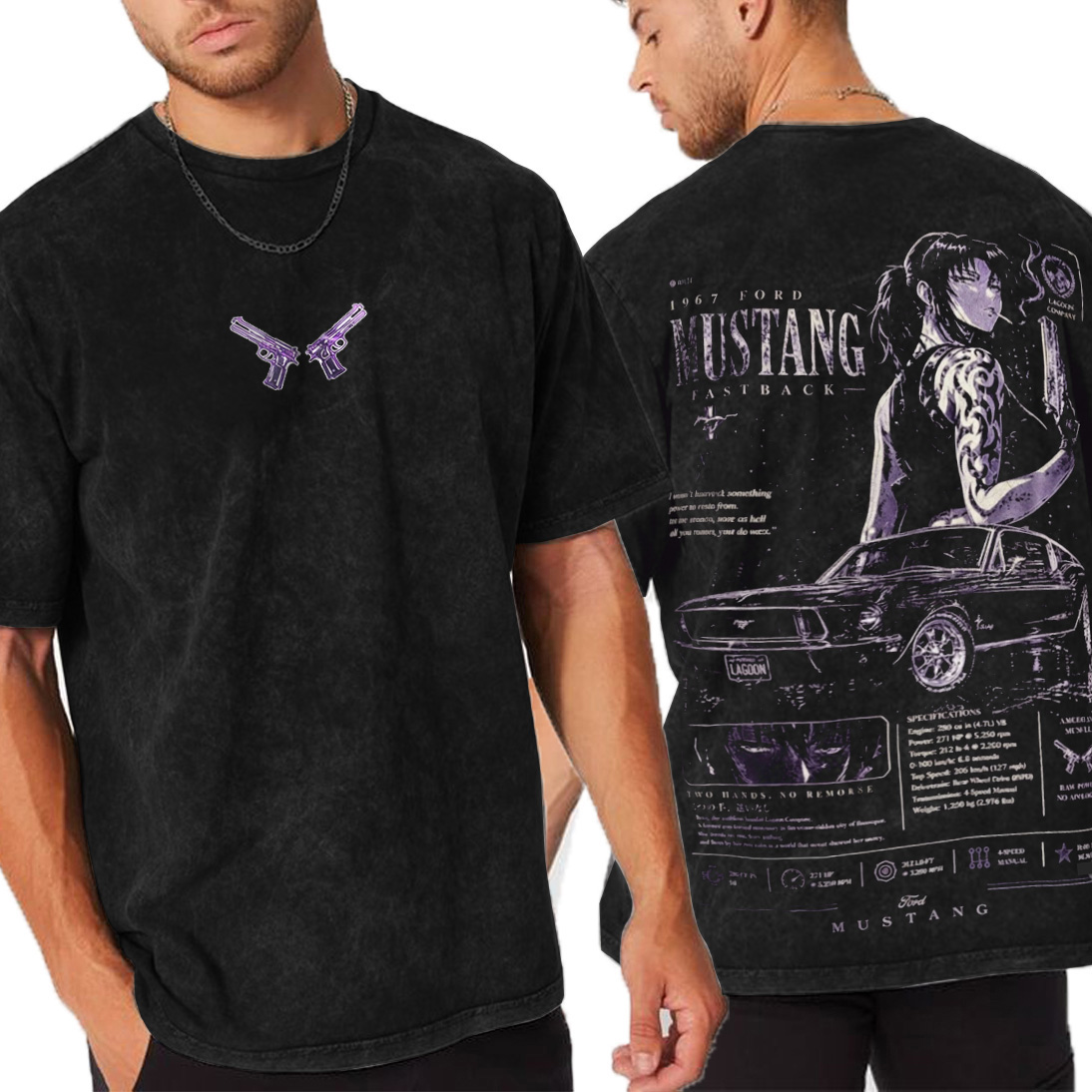 Revy Mustang Black Lagoon Vintage Washed T-shirt/Crewneck/Hoodie