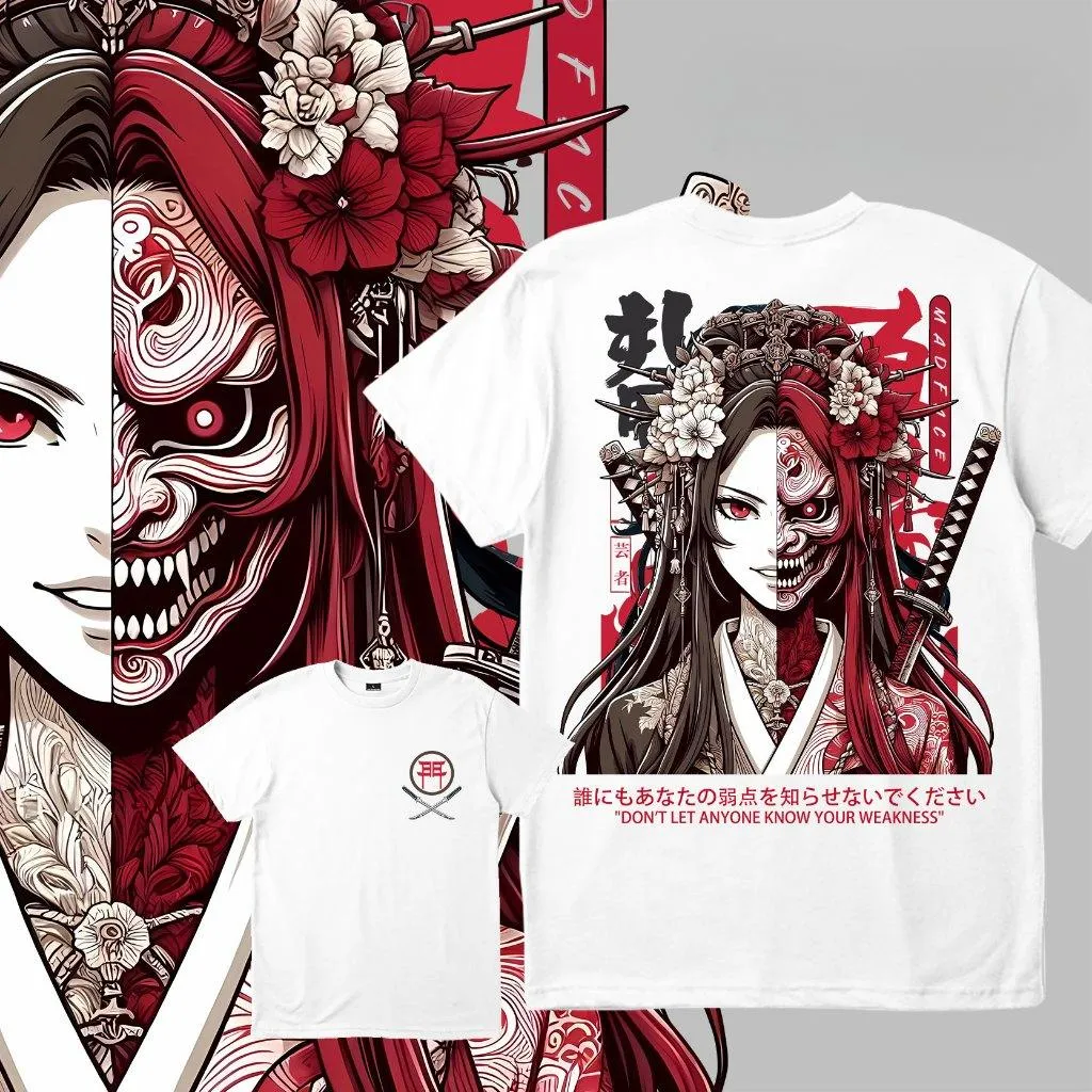 Half-Faced Skull Geisha Japanese Culture Oversize Unisex Shirts/Crewneck/Hoodie