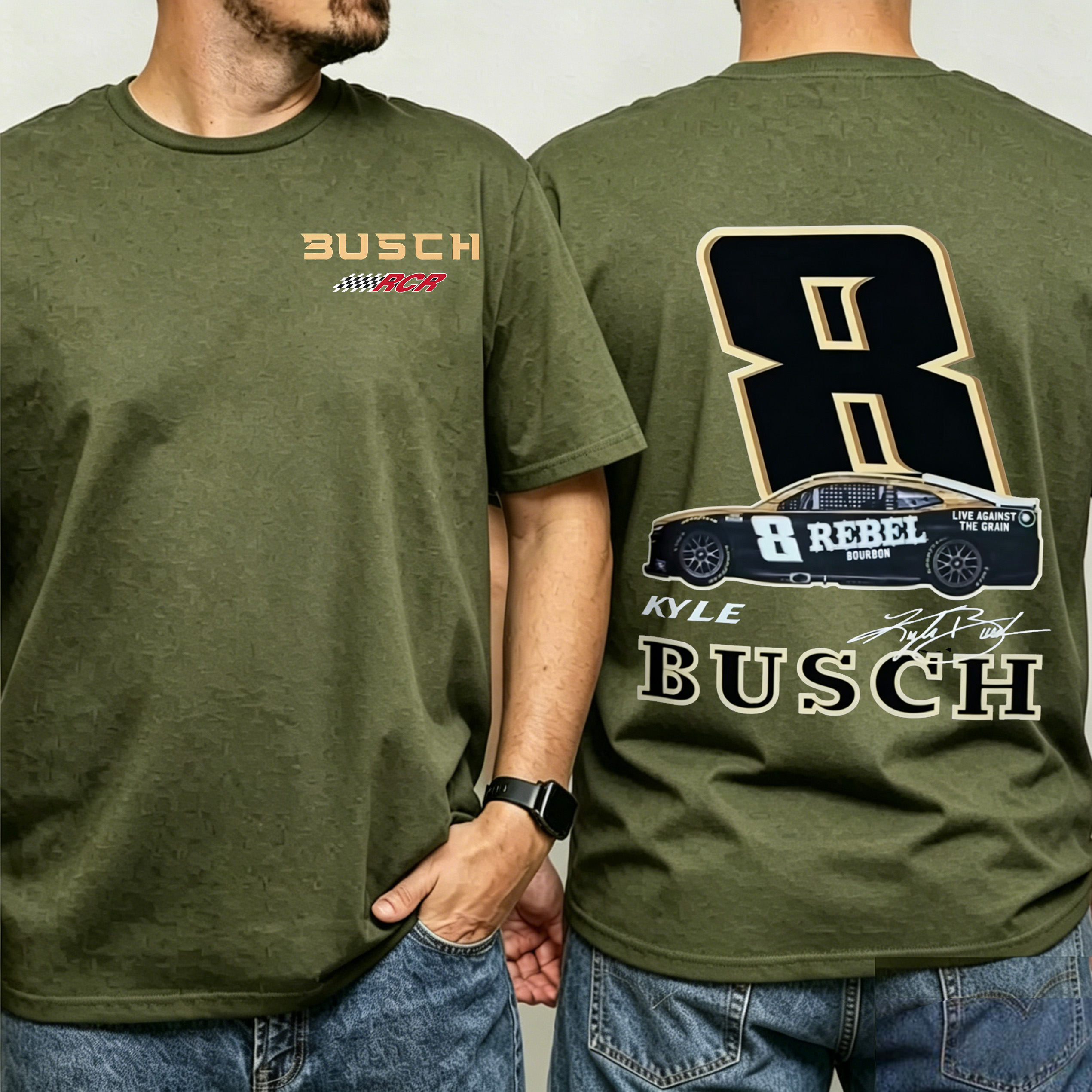 2 Sided Kyle Busch Rebel 8 1985-2026 Memorial Comfor Colors Unisex Shirts/Crewneck/Hoodie