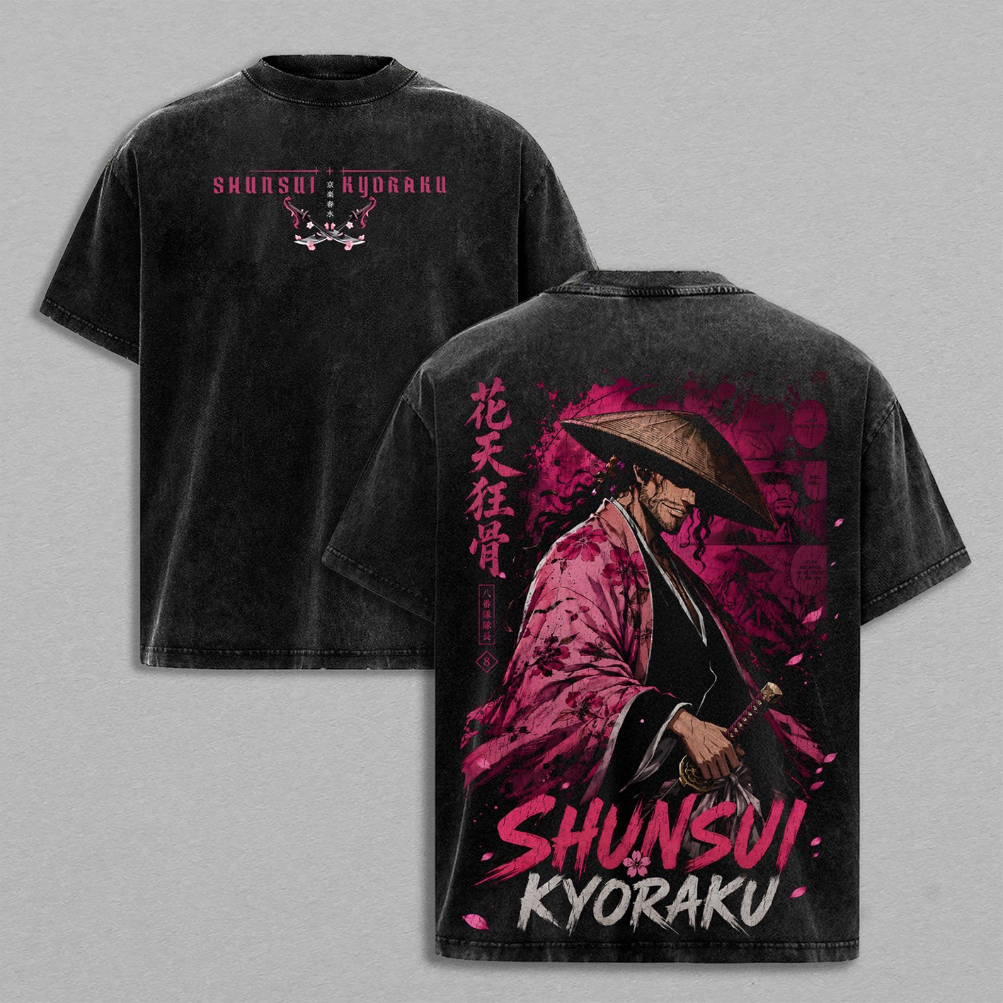 Bleach Shunsui Kyoraku washed T-shirt/Crewneck/Hoodie
