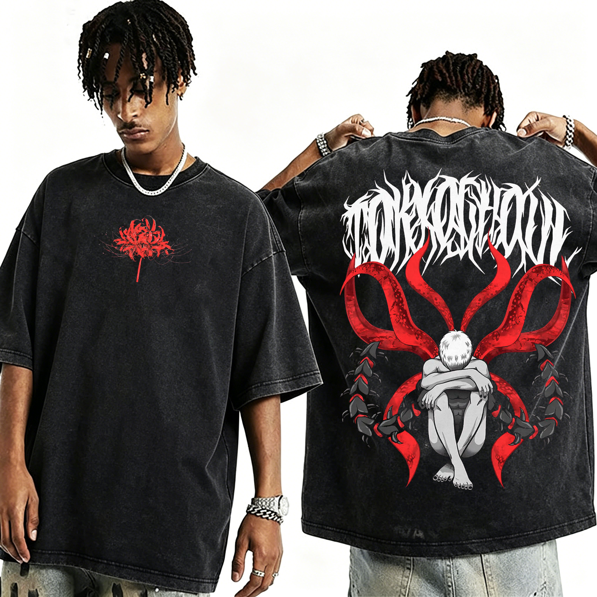 Tokyo Ghoul Anime Unisex Washed T-Shirt