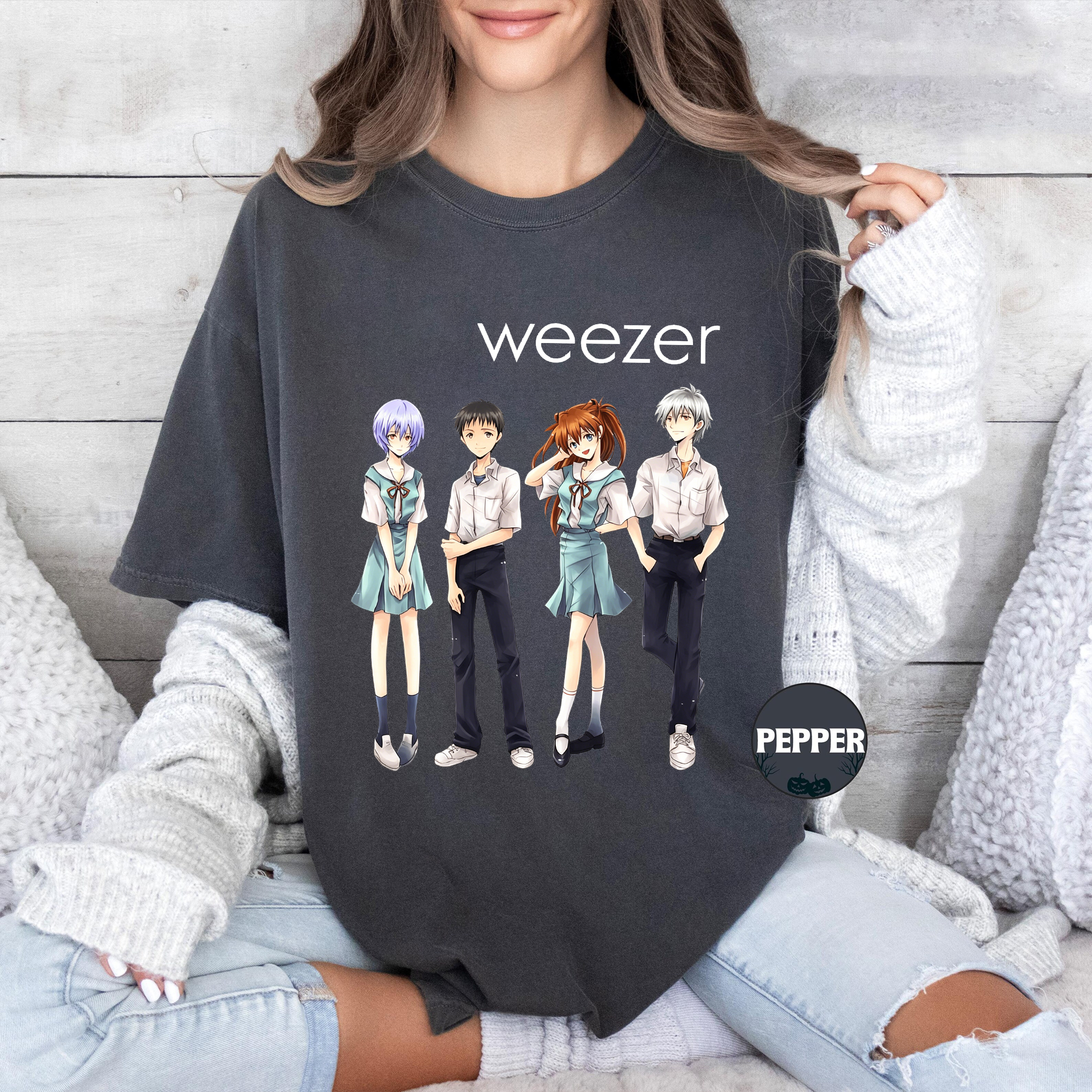 Weezer x Evangelion Meme Anime  Unisex T-shirt/Crewneck/Hoodie