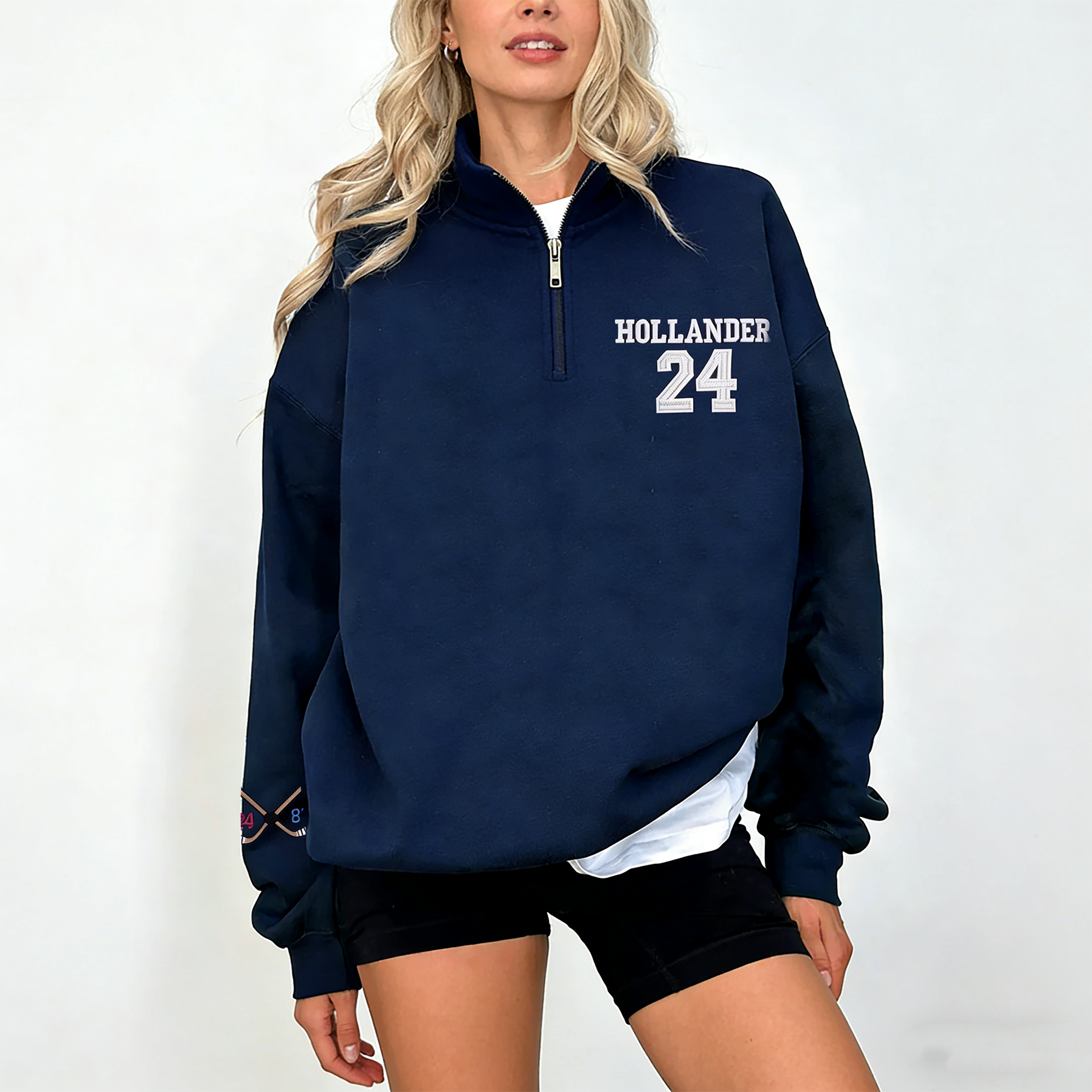 Team Hollanov Embroidered Premium Quarter-Zip Sweater