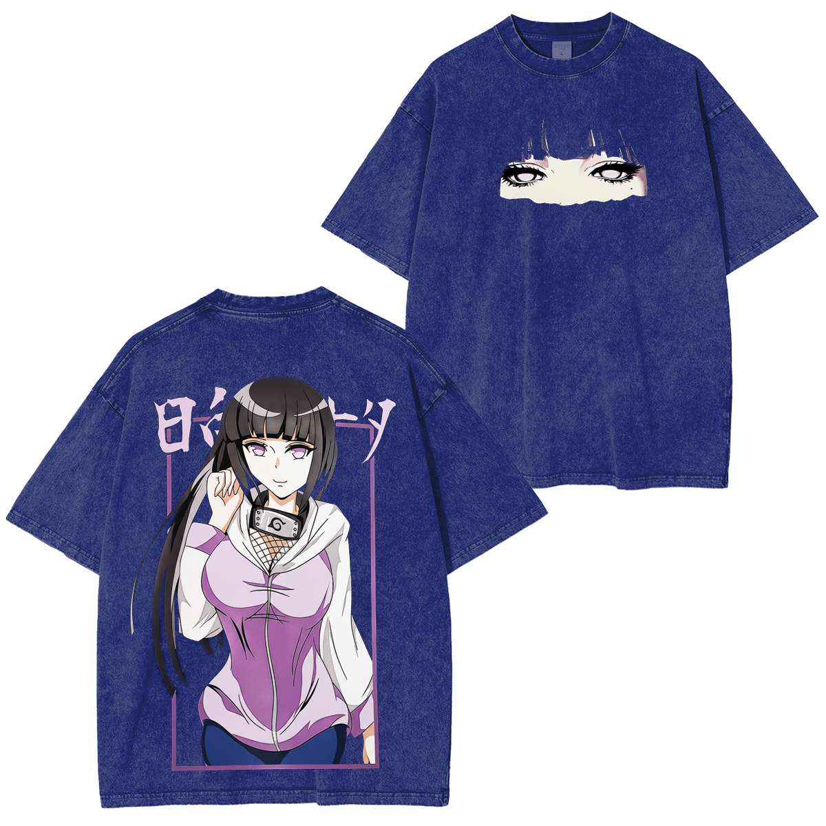 Hinata x Naruto Anime Double Printed Vintage Washed T-shirt/Crewneck/Hoodie