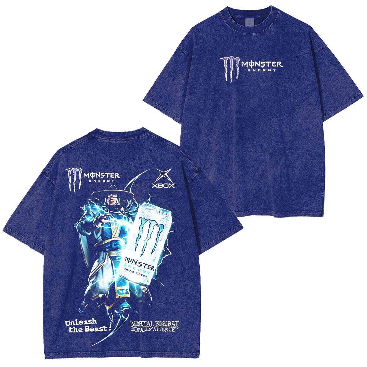Monster Energy Girl & Mortal Kombat 11 Subrezo Oversized Unisex Washed T-Shirt