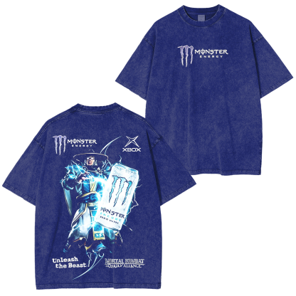 Monster Energy Girl & Mortal Kombat 11 Subrezo Oversized Unisex Washed T-Shirt