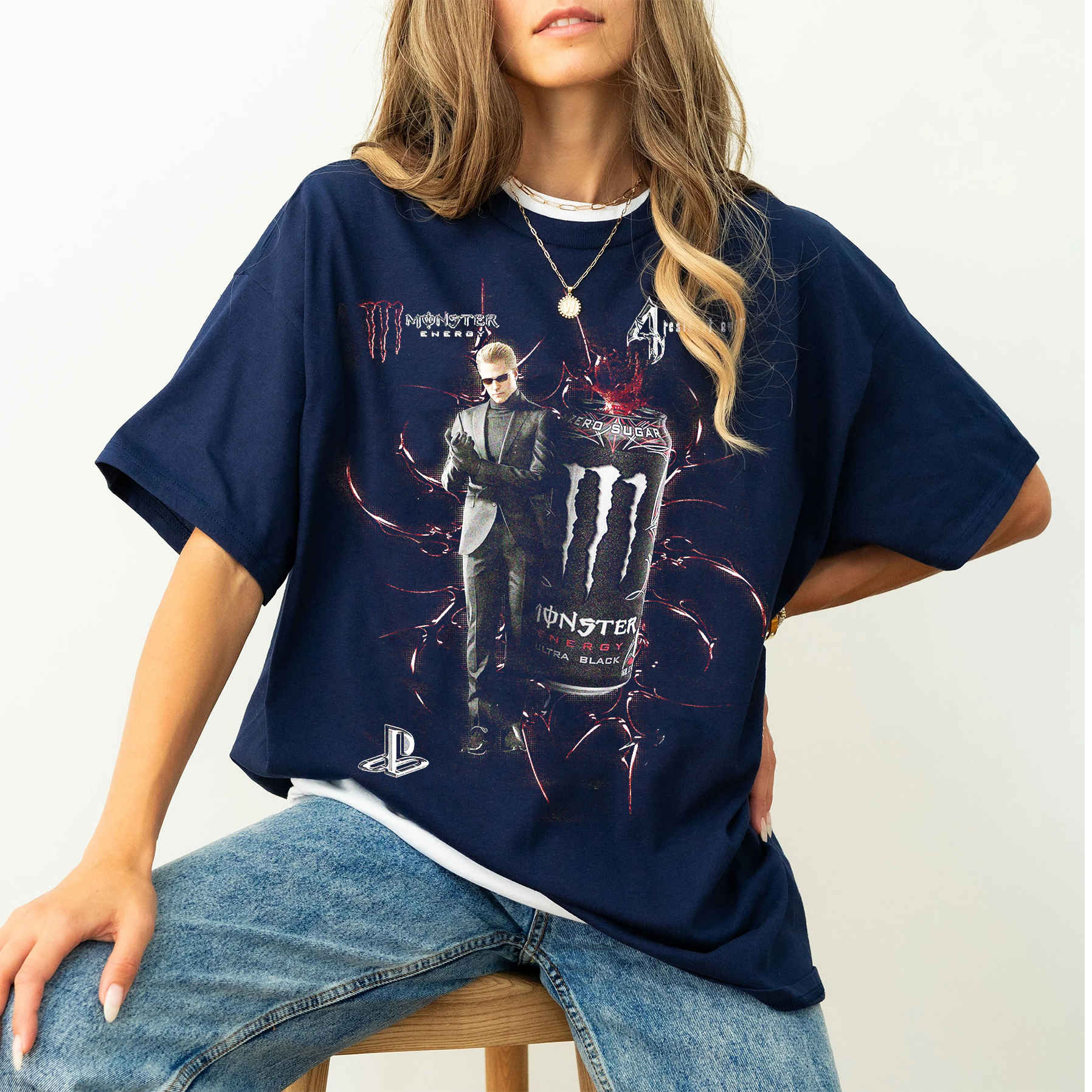 Resident Evil’s Wesker and Monster Energy Oversized T-shirt/Crewneck/Hoodie