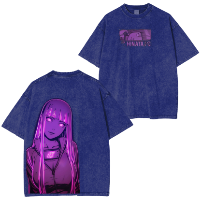 Hinata Hyuga - Anime Double Printed Vintage Unisex Washed T-Shirt