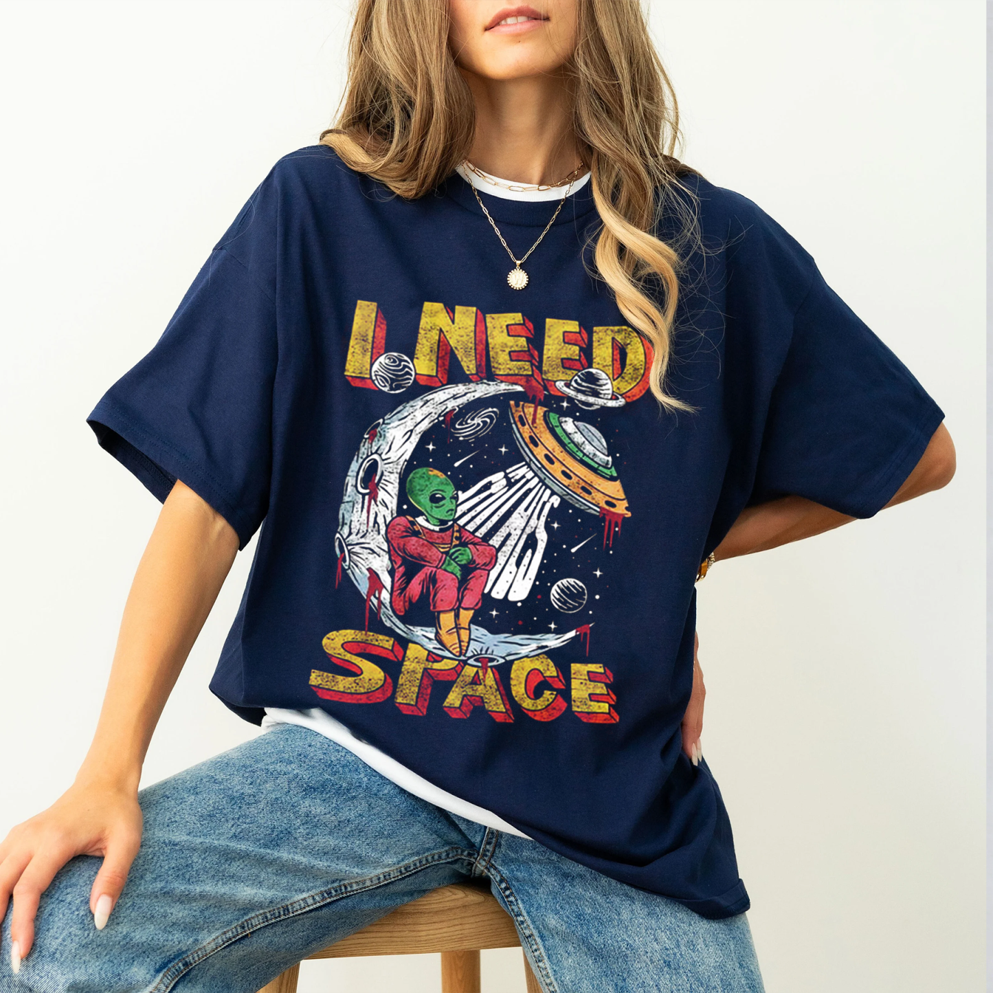 I Need Space Alien Comfort Color Oversized T-shirt/Crewneck/Hoodie
