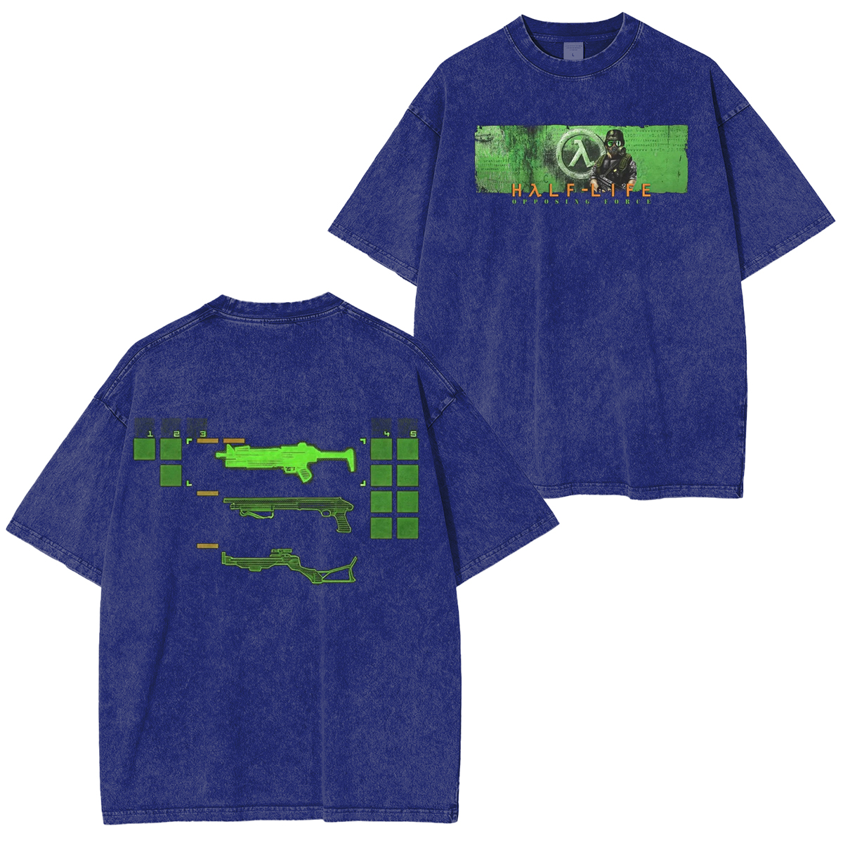 Half-Life Graphic Print Video Game Oversized Unisex Washed T-Shirt