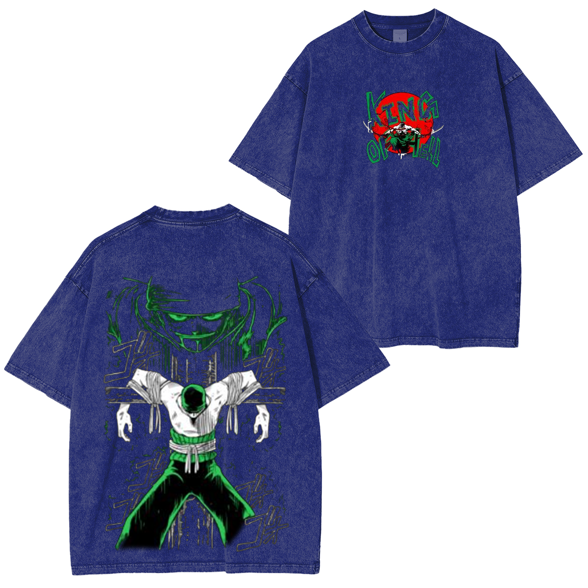 Zoro Roronoa One Piece Luffy Anime Unisex Washed T-Shirt