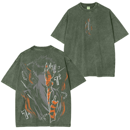 Bleach Ichigo Kurosaki Oversized Vintage Unisex Washed T-Shirt