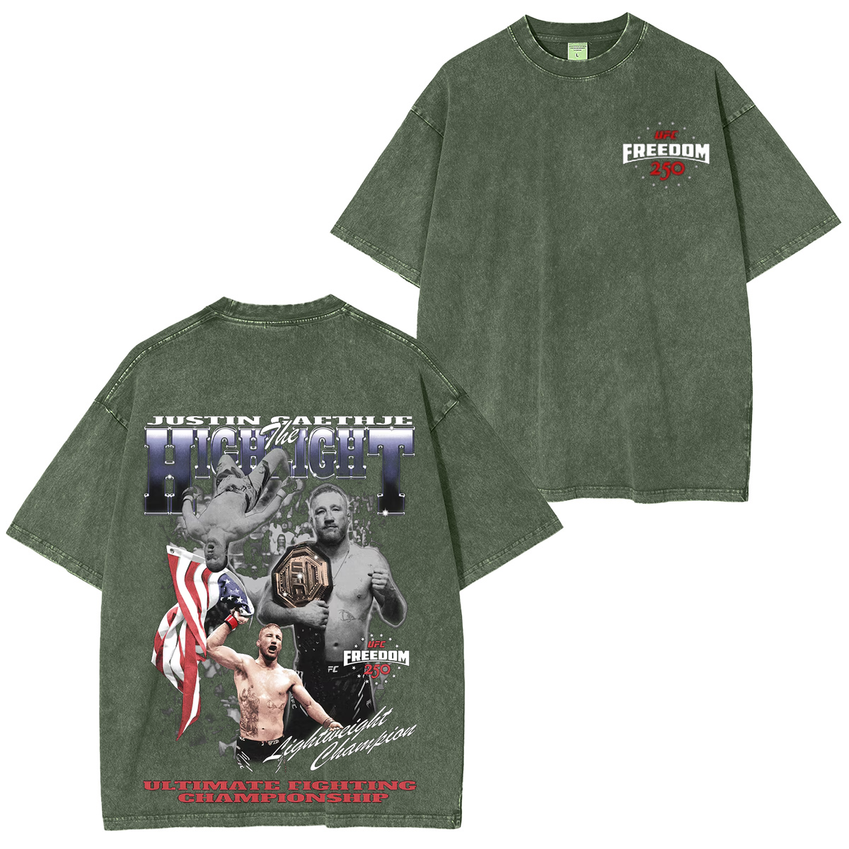 UFC Justin Gaethje UFC Freedom 250 Unisex Washed T-Shirt
