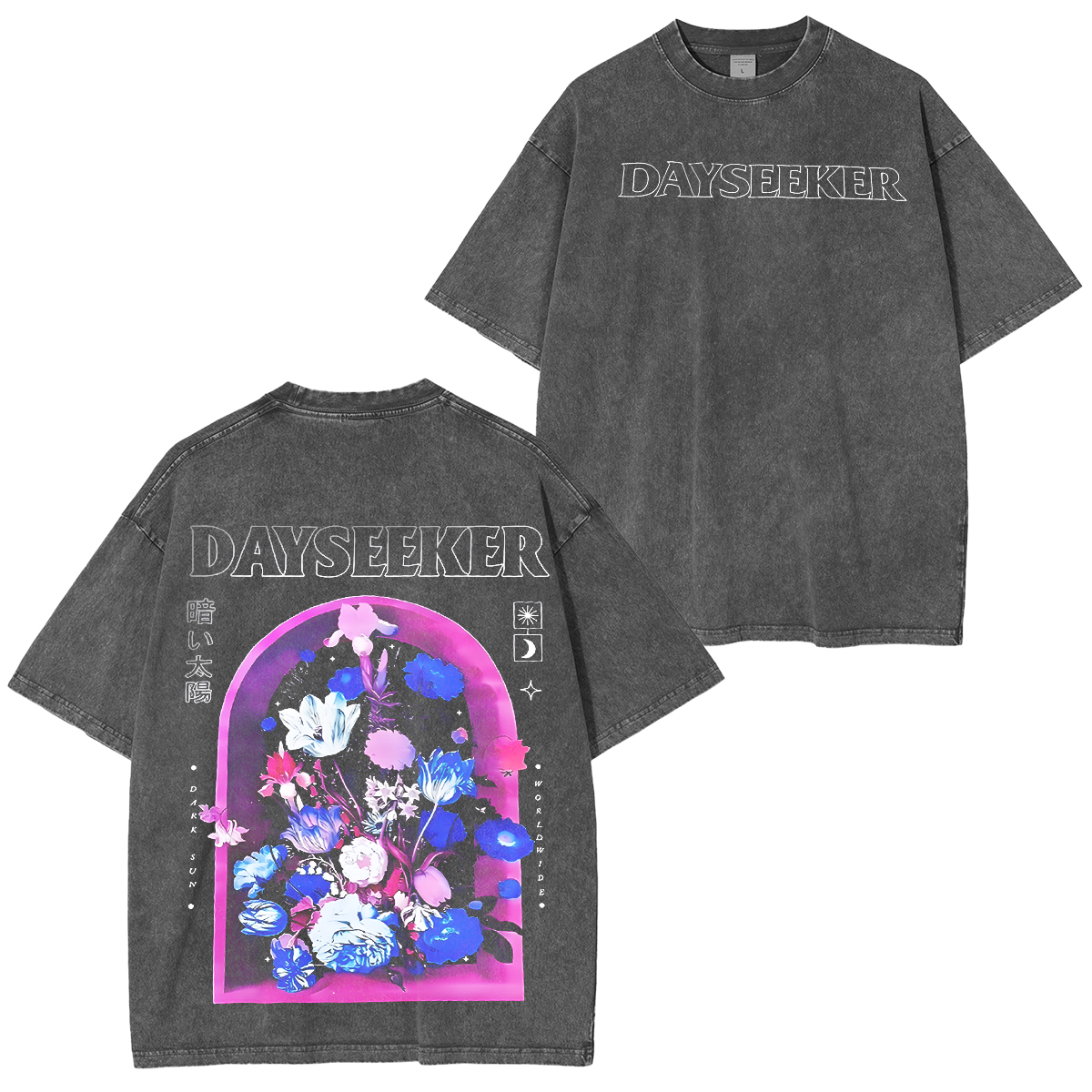 Dayseeker Floral Window Double Printed Unisex Washed T-Shirt