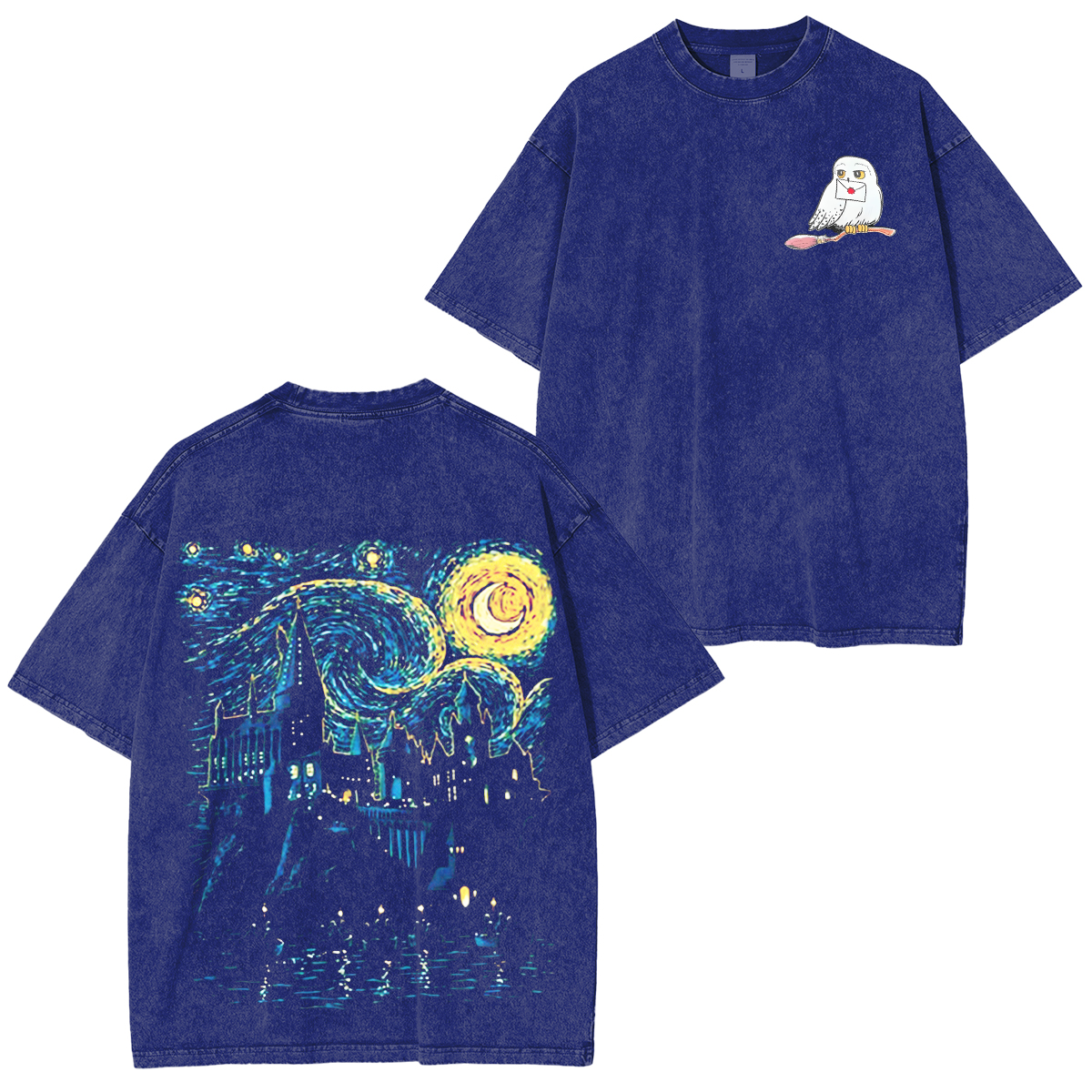 Hogwarts Castle and The Starry Night Vintage Washed T-shirt/Crewneck/Hoodie