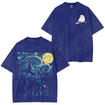 Hogwarts Castle and The Starry Night Vintage Washed T-shirt/Crewneck/Hoodie