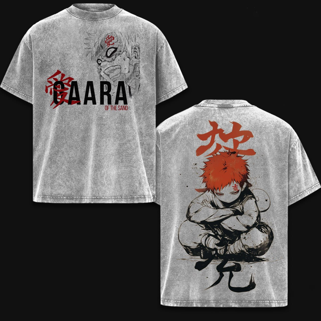 Gaara Naruto Anime Double  Vintage Washed T-shirt/Crewneck/Hoodie