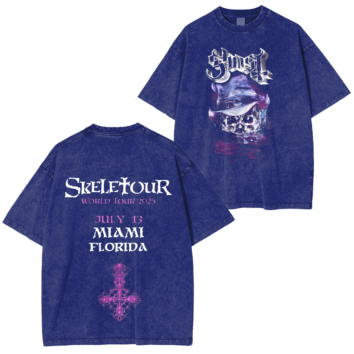 Ghost – Skeletour 2025 Miami Unisex Washed T-Shirt