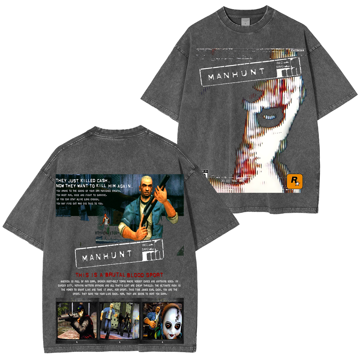 Manhunt Oversized Unisex Washed T-Shirt
