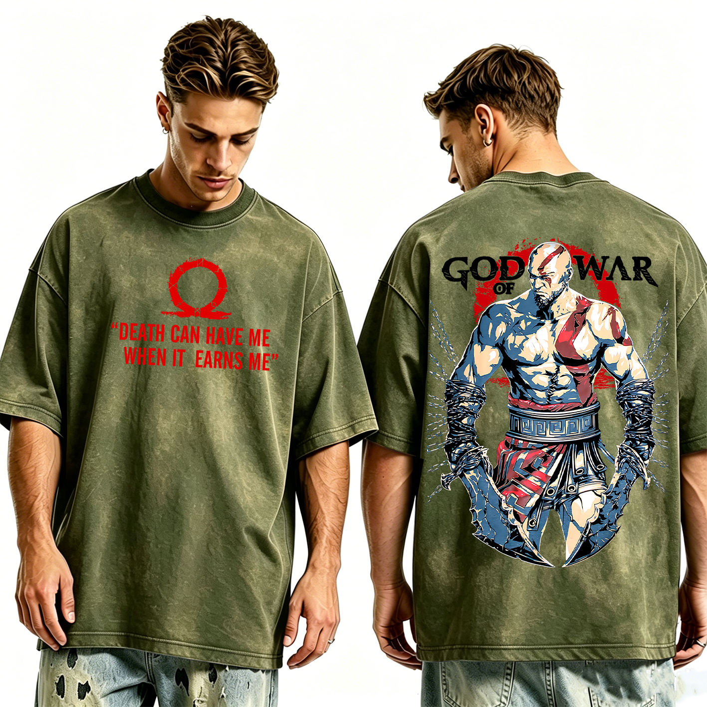Kratos God of War Washed T-shirt/Crewneck/Hoodie