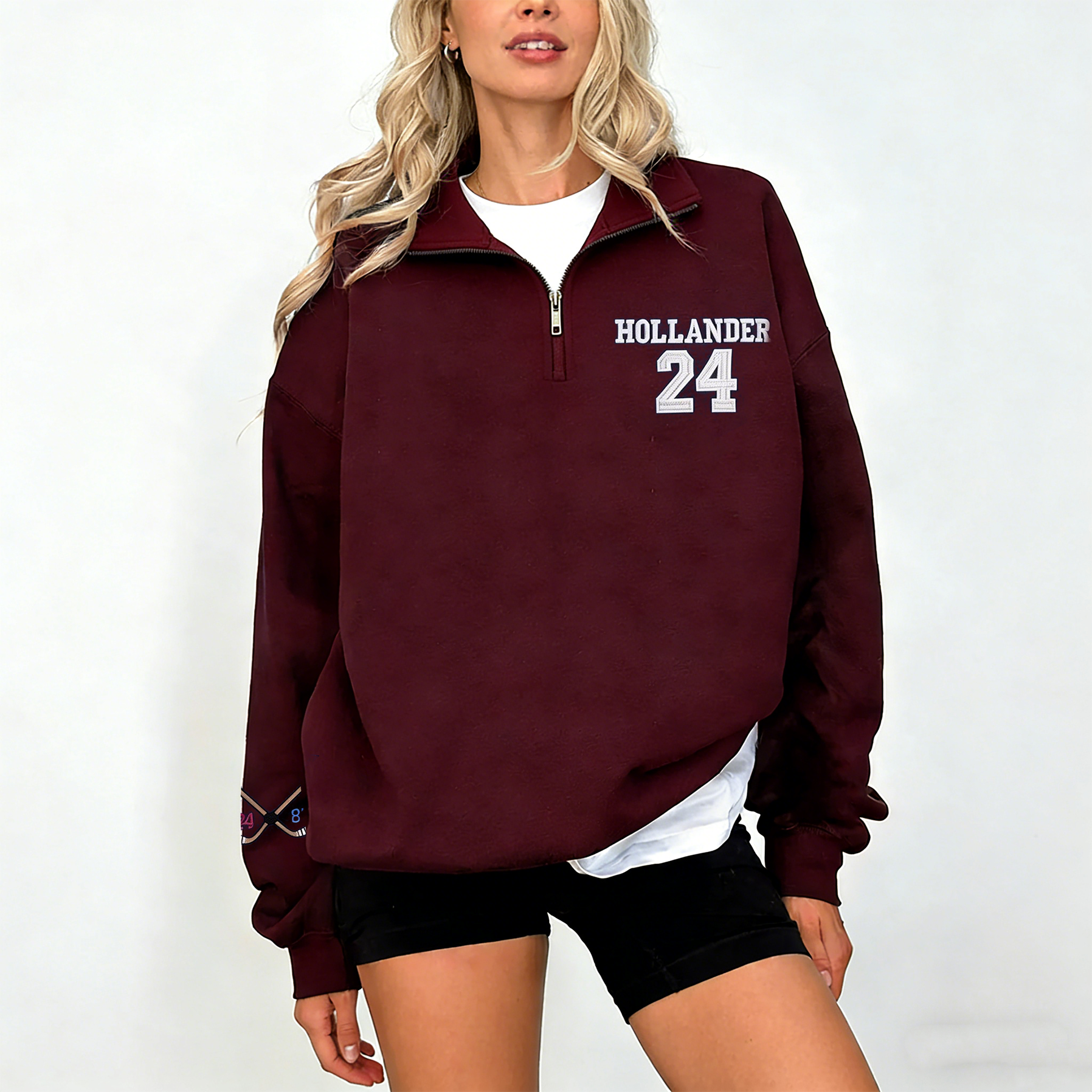 Team Hollanov Embroidered Premium Quarter-Zip Sweater