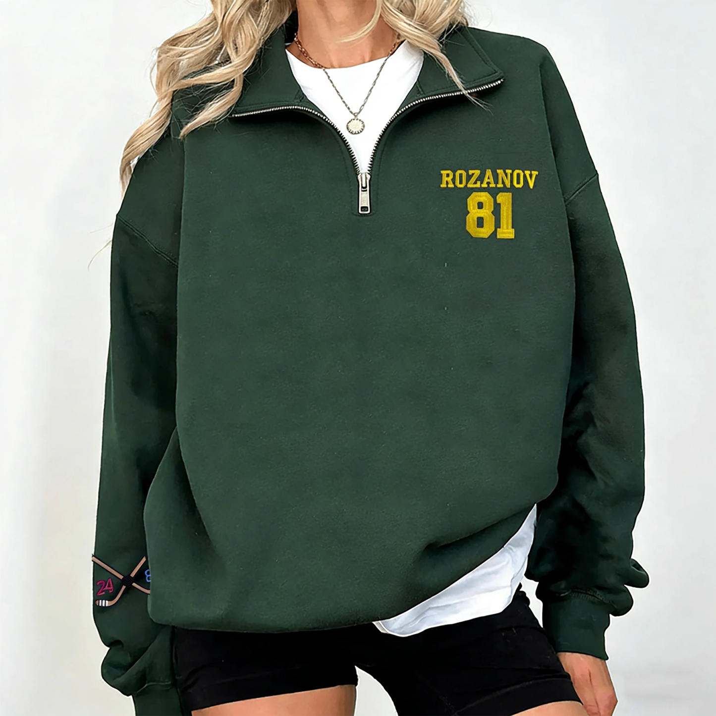 Team Hollanov Embroidered Premium Quarter-Zip Sweater