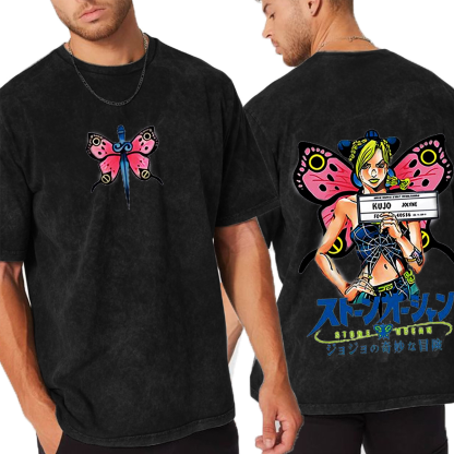 Hot Anime Jojo Bizarre Adventure Vintage Washed T-shirt/Crewneck/Hoodie