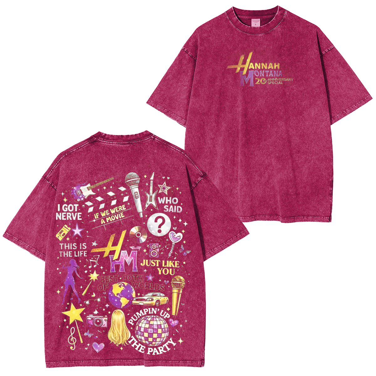 Hannah Montana 20th Anniversary Vintage Unisex  Washed T-Shirt