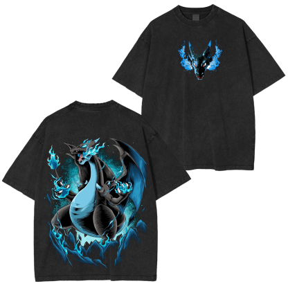 Mega Charizard X Pokemon Vintage Washed T-shirt/Crewneck/Hoodie