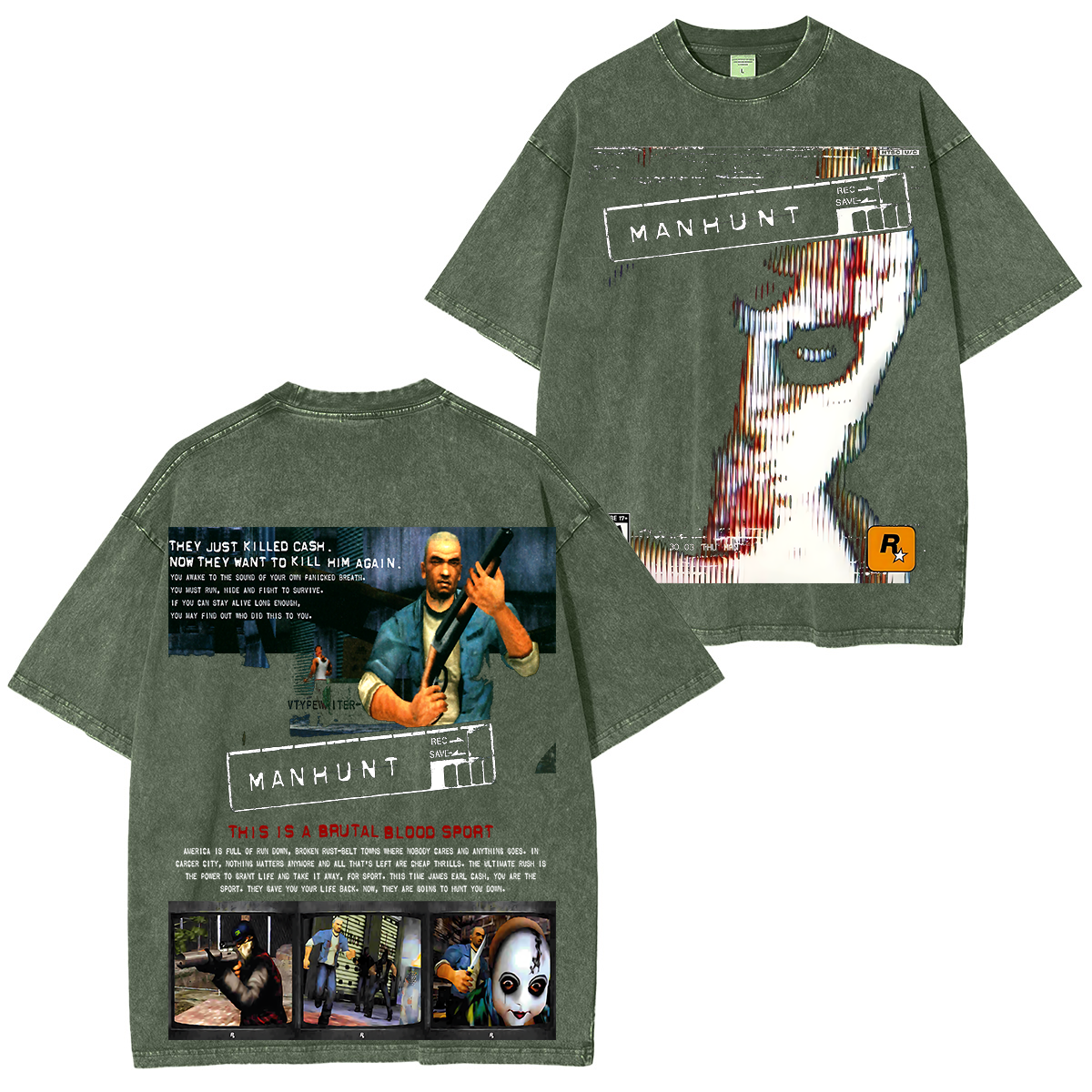 Manhunt Oversized Unisex Washed T-Shirt