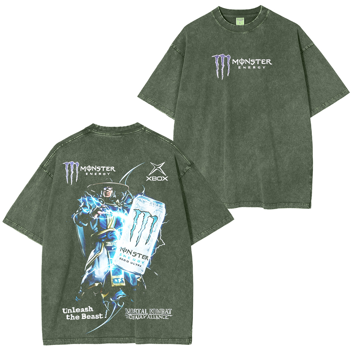 Monster Energy Girl & Mortal Kombat 11 Subrezo Oversized Unisex Washed T-Shirt