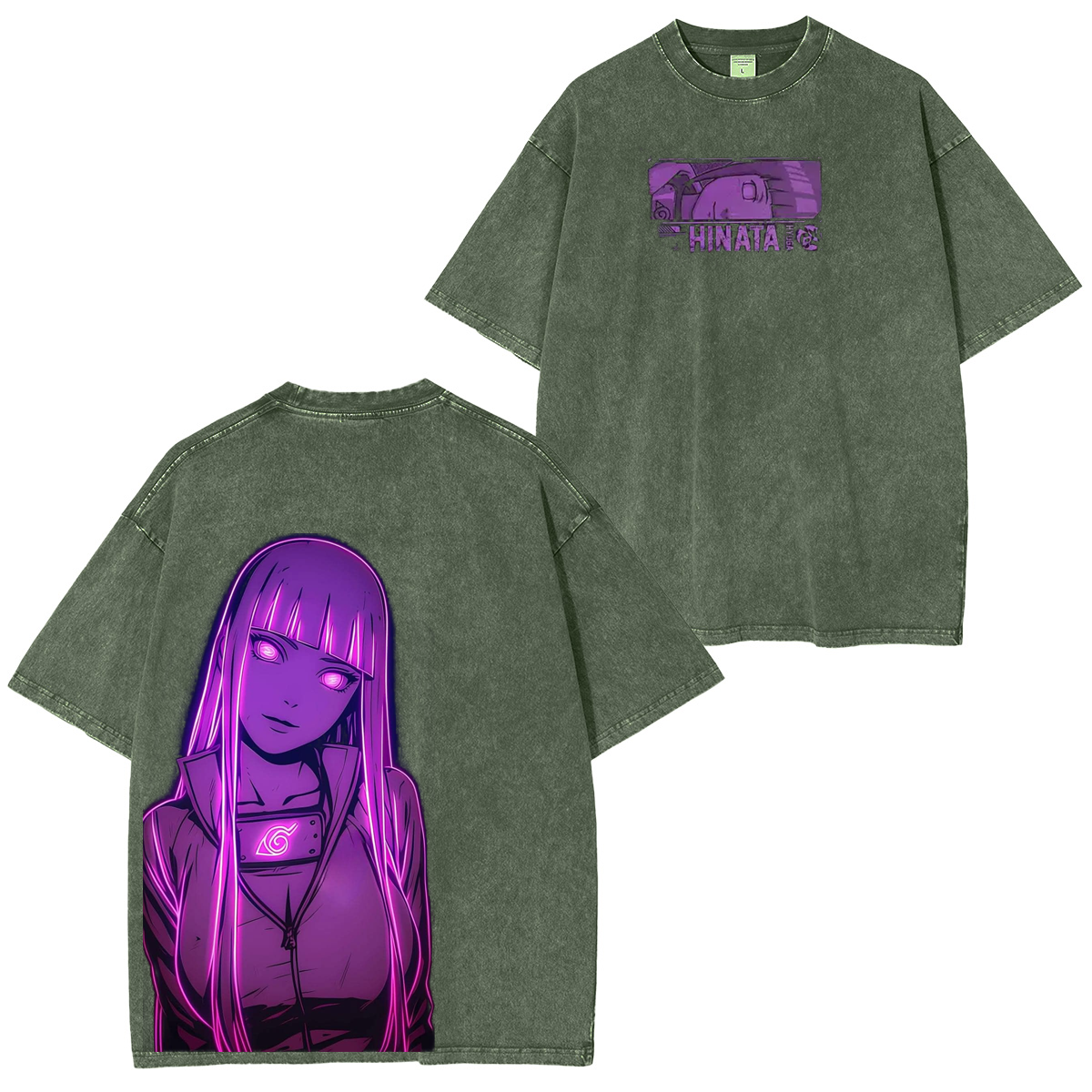 Hinata Hyuga - Anime Double Printed Vintage Unisex Washed T-Shirt