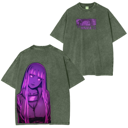 Hinata Hyuga - Anime Double Printed Vintage Unisex Washed T-Shirt