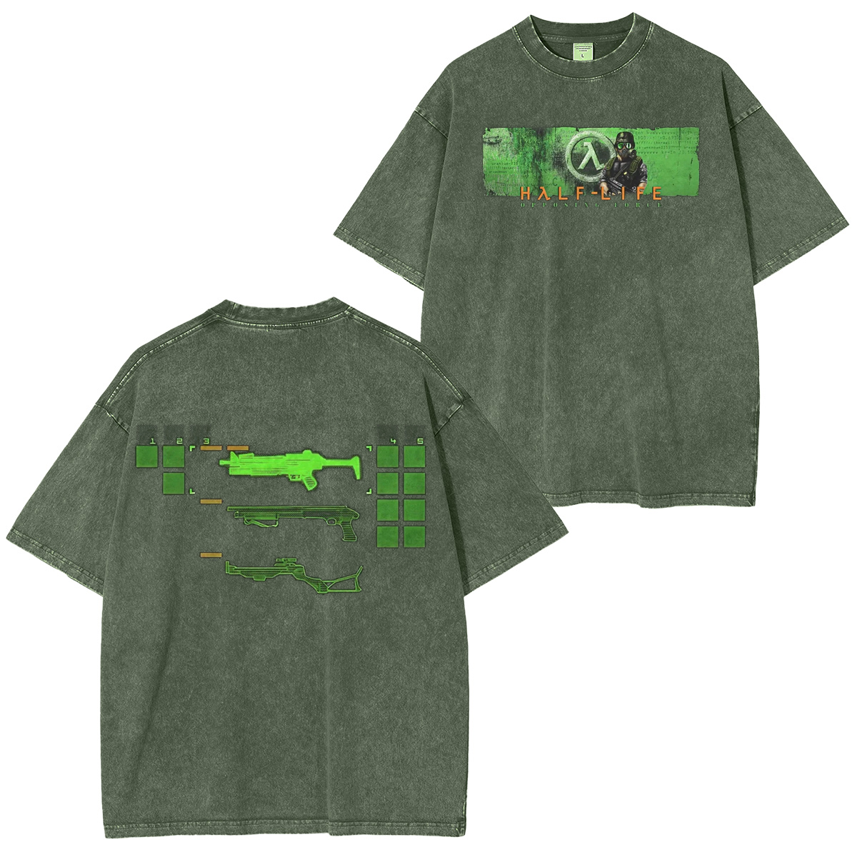 Half-Life Graphic Print Video Game Oversized Unisex Washed T-Shirt