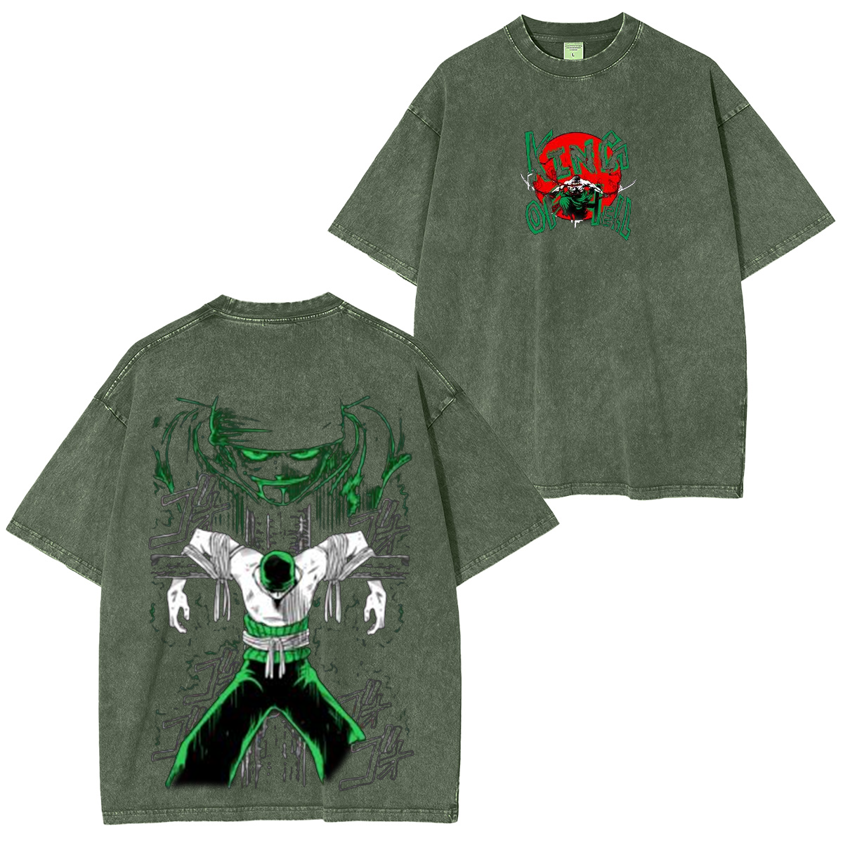 Zoro Roronoa One Piece Luffy Anime Unisex Washed T-Shirt